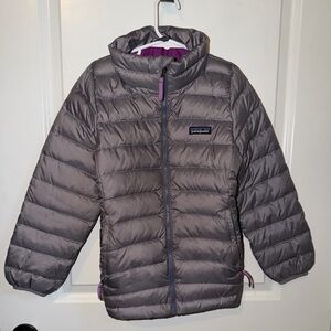 Patagonia Kids Puffer Jacket in Gray and Purple